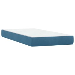 Sommier à lattes de lit et matelas bleu foncé 80x220 cm velours 