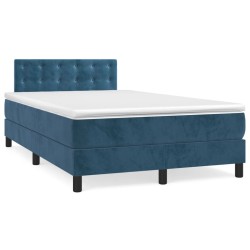 Sommier à lattes de lit et matelas bleu foncé 120x190cm velours 