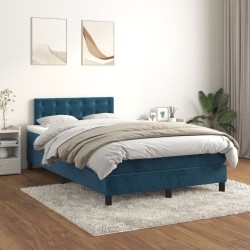 Sommier à lattes de lit et matelas bleu foncé 120x190cm velours 