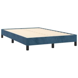Sommier à lattes de lit et matelas bleu foncé 120x190cm velours 