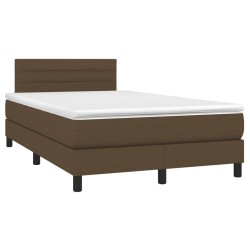 Sommier à lattes de lit et matelas marron foncé 120x190cm tissu 