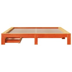 Cadre de lit sans matelas cire marron 200x200cm bois pin massif 