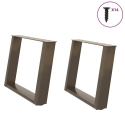 Pieds de table basse en U, 2 pièces, acier naturel, 60 x (42-43) cm 