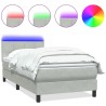 Sommier à lattes de lit et matelas gris clair 80x210 cm velours 