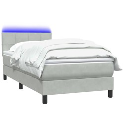 Sommier à lattes de lit et matelas gris clair 80x210 cm velours 