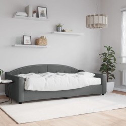 Lit de jour avec matelas gris foncé 100x200 cm tissu 