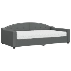 Lit de jour avec matelas gris foncé 100x200 cm tissu 