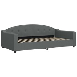 Lit de jour avec matelas gris foncé 100x200 cm tissu 