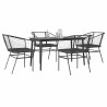 Ensemble à manger de jardin et coussins 5 pcs noir rotin verre 