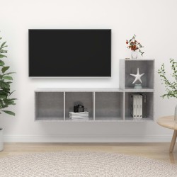 Ensemble de meuble TV 2 pcs Gris béton Bois d'ingénierie 