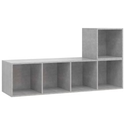 Ensemble de meuble TV 2 pcs Gris béton Bois d'ingénierie 