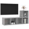 Ensemble de meuble TV 2 pcs Gris béton Bois d'ingénierie 