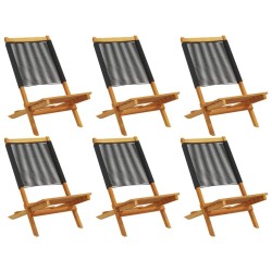 Chaises de jardin pliantes lot de 6 noir bois d'acacia massif 