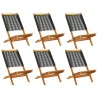 Chaises de jardin pliantes lot de 6 noir bois d'acacia massif 