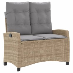 Ensemble à manger de jardin et coussins 2 pcs beige poly rotin 