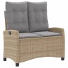 Ensemble à manger de jardin et coussins 2 pcs beige poly rotin 