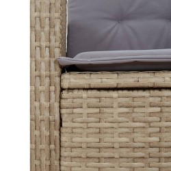 Ensemble à manger de jardin et coussins 2 pcs beige poly rotin 