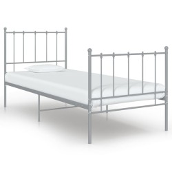 Cadre de lit sans matelas gris métal 90x200 cm 