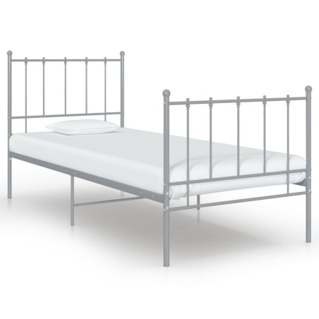 Cadre de lit sans matelas gris métal 90x200 cm 