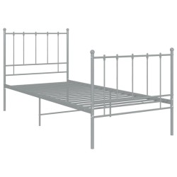 Cadre de lit sans matelas gris métal 90x200 cm 
