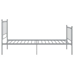 Cadre de lit sans matelas gris métal 90x200 cm 