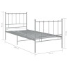 Cadre de lit sans matelas gris métal 90x200 cm 