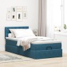 Cadre de lit ottoman avec matelas bleu foncé 90x190 cm velours 