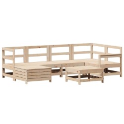 Salon de jardin 7 pcs bois de pin massif 