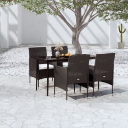 Ensemble à manger de jardin avec coussins 5 pcs Noir 