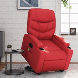 Fauteuil inclinable de massage électrique rouge similicuir 