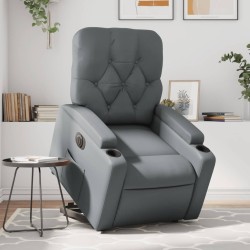 Fauteuil inclinable électrique gris similicuir 