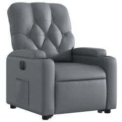 Fauteuil inclinable électrique gris similicuir 