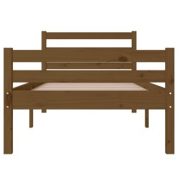 Cadre de lit sans matelas marron miel bois massif 75x190 cm 