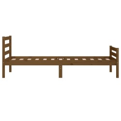 Cadre de lit sans matelas marron miel bois massif 75x190 cm 