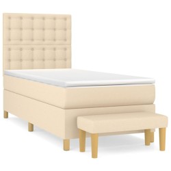 Sommier à lattes de lit avec matelas Crème 100x200 cm Tissu 