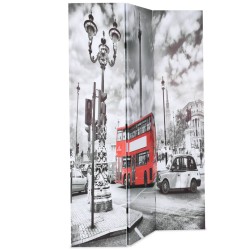 Cloison de séparation 120 x 170 cm Bus londonien Noir et blanc 