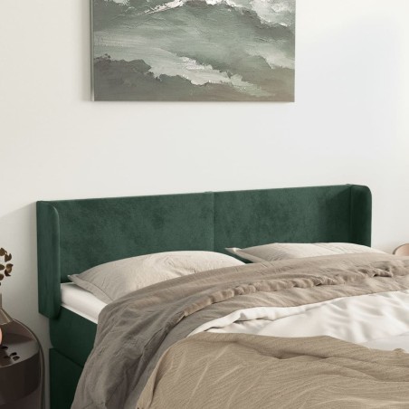 Tête de lit avec oreilles Vert foncé 147x16x78/88 cm Velours 