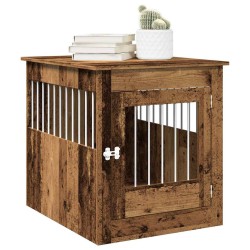 Meuble de cage chiens vieux bois 64,5x80x71cm bois d'ingénierie 