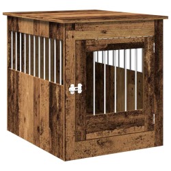 Meuble de cage chiens vieux bois 64,5x80x71cm bois d'ingénierie 