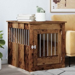 Meuble de cage chiens vieux bois 64,5x80x71cm bois d'ingénierie 