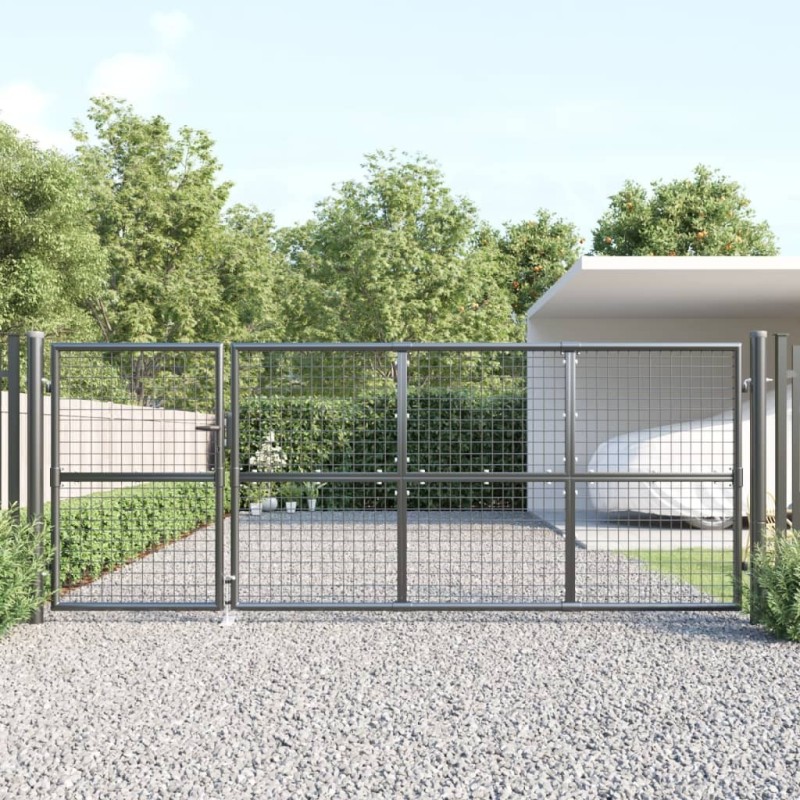 Portal de jardin maille anthracite 350x175 cm acier galvanisé 