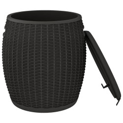Boîte de rangement de jardin 4 en 1 noir polypropylène 