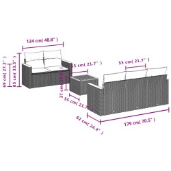 Salon de jardin avec coussins 6 pcs beige résine tressée 