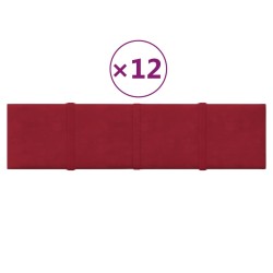 Panneaux muraux 12 pcs Rouge bordeaux 60x15 cm Velours 1,08 m² 