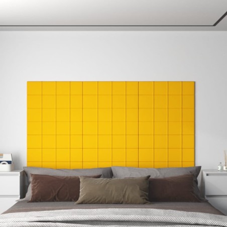 Panneaux muraux 12 pcs Jaune 60x15 cm Velours 1,08 m² 