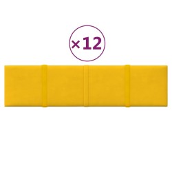 Panneaux muraux 12 pcs Jaune 60x15 cm Velours 1,08 m² 