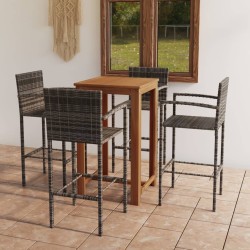 Ensemble de bar de jardin 5 pcs Gris 