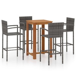 Ensemble de bar de jardin 5 pcs Gris 