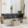 Salon de jardin 6 pcs avec coussins gris clair résine tressée 