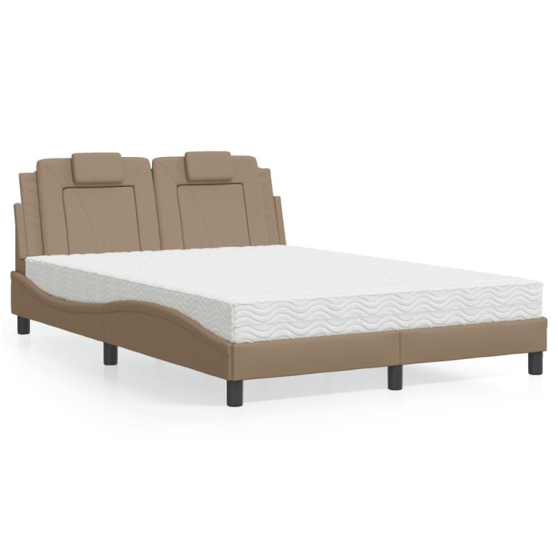 Lit avec matelas cappuccino 140x200 cm similicuir 